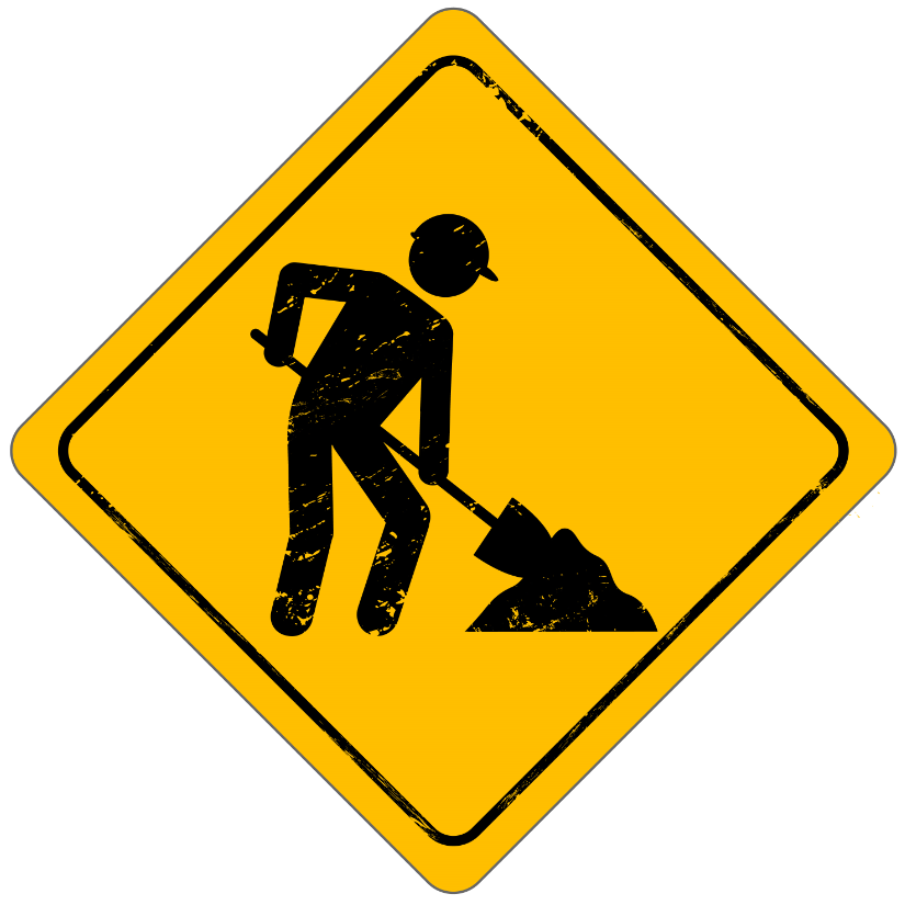 Yellow Construction Site Warning Sign