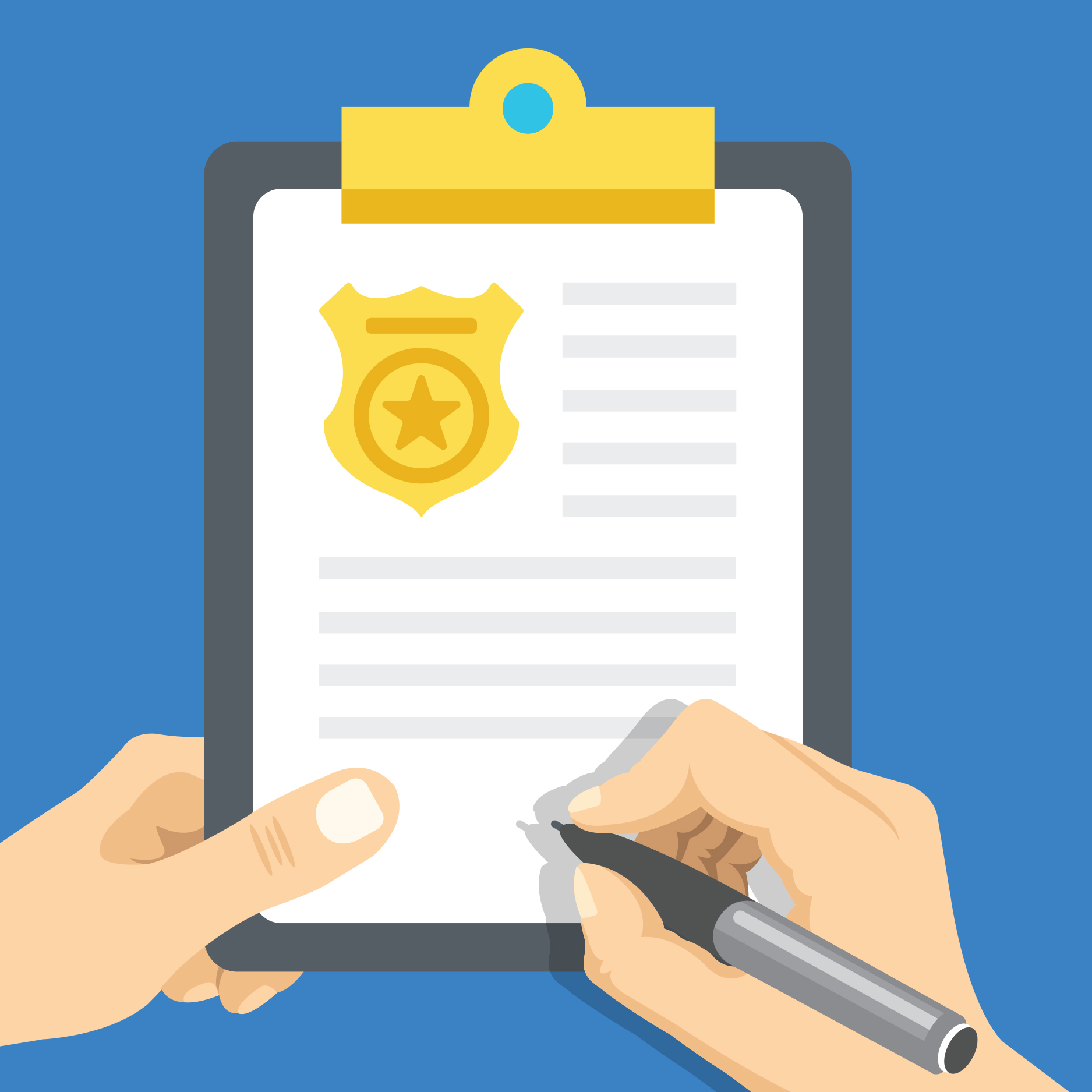 Vector image of clipboard with blue background