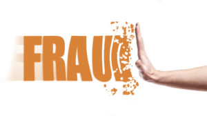FRAUD / Stop hand sign concept